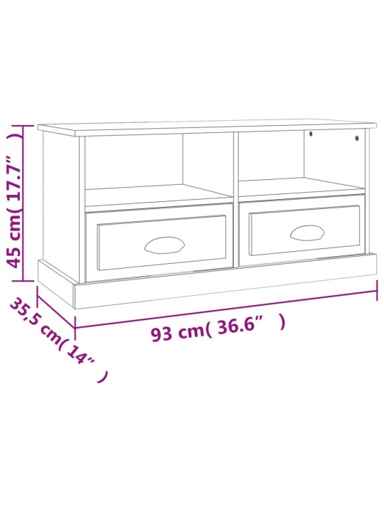 Tv skapītis, sonomas ozolkoka, 93x35,5x45 cm, inženierijas koks