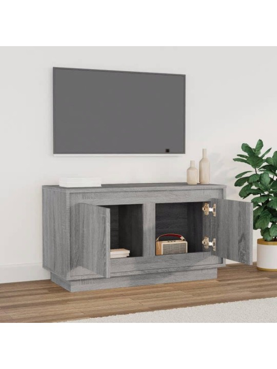Tv plaukts, pelēka ozola, 80x35x45 cm, inženierijas koks