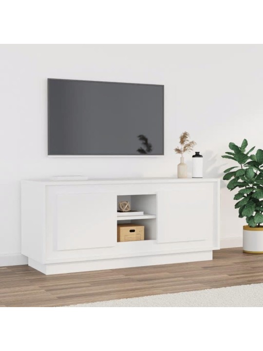 Tv skapītis, balts, 102x35x45 cm, inženierijas koks