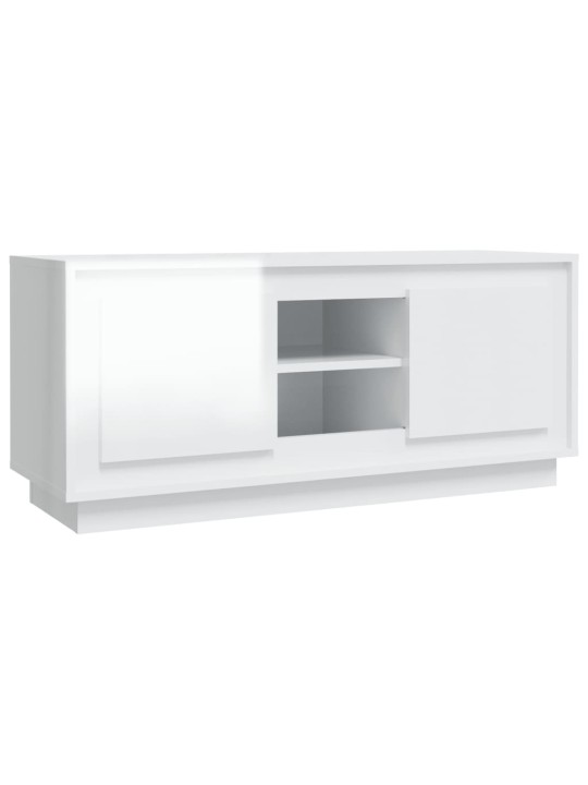 Tv skapītis, 102x35x45 cm, inženierijas koks, spīdīgi balts