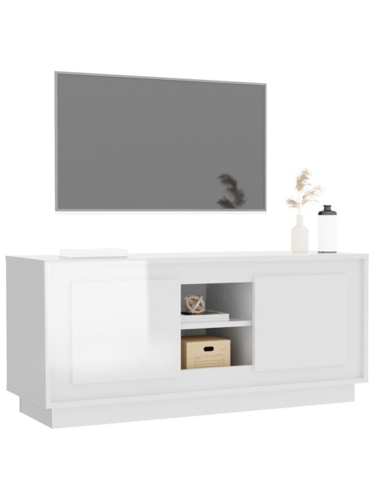 Tv skapītis, 102x35x45 cm, inženierijas koks, spīdīgi balts