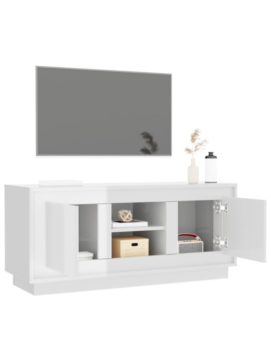 Tv skapītis, 102x35x45 cm, inženierijas koks, spīdīgi balts