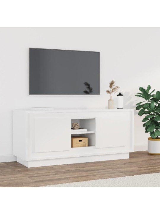 Tv skapītis, 102x35x45 cm, inženierijas koks, spīdīgi balts