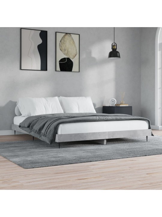 Gultas rāmis, betona pelēks, 120x200 cm, inženierijas koks