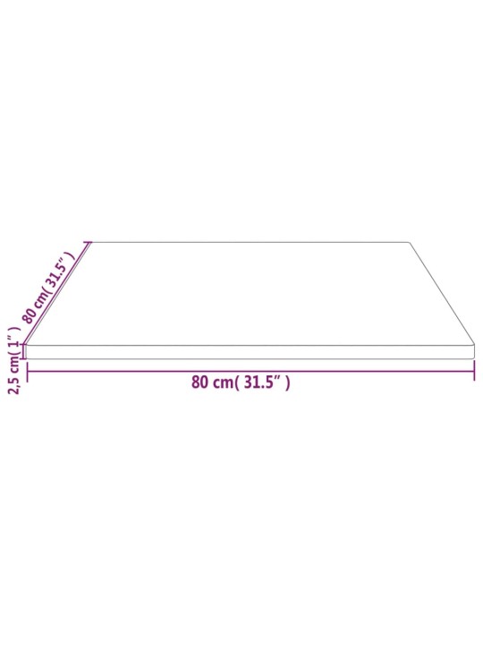 Galda virsma, 80x80x2,5 cm, priedes masīvkoks, kvadrāta forma