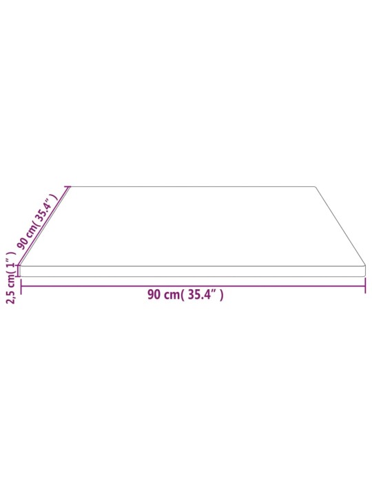 Galda virsma, 90x90x2,5 cm, priedes masīvkoks, kvadrāta forma