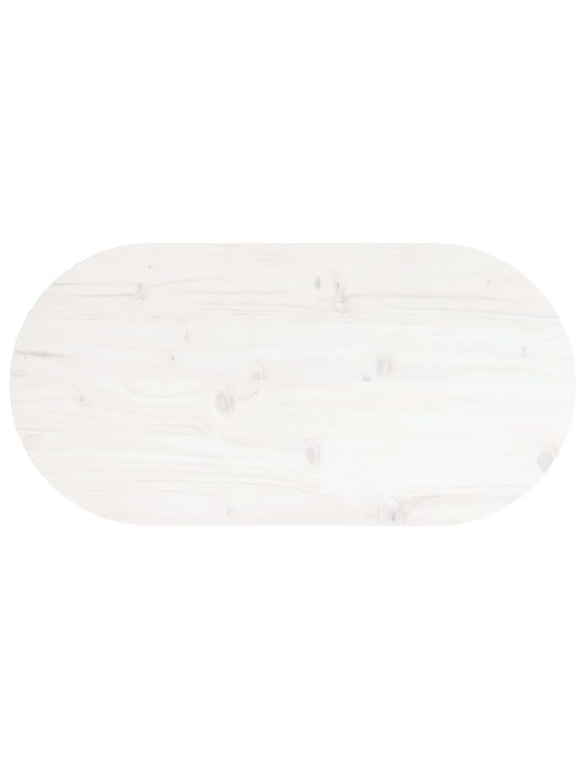 Galda virsma, balta, 70x35x2,5 cm, priedes masīvkoks, ovāla