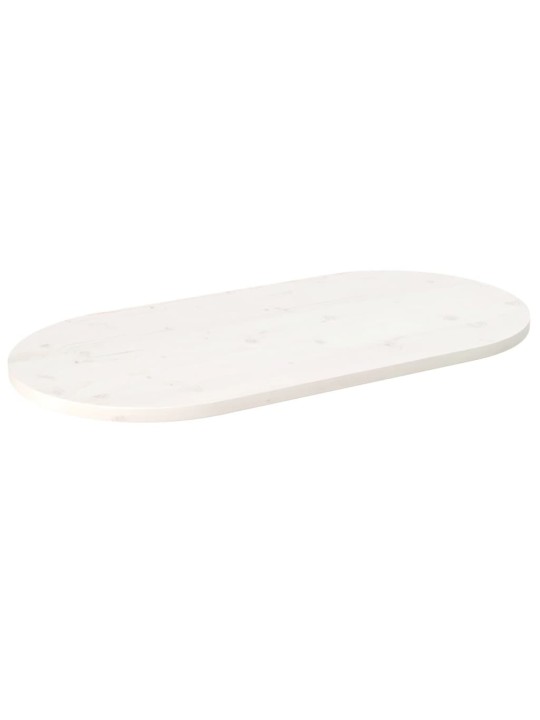Galda virsma, balta, 90x45x2,5 cm, priedes masīvkoks, ovāla