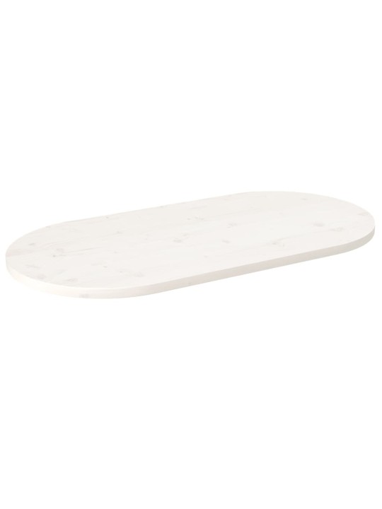 Galda virsma, balta, 100x50x2,5 cm, priedes masīvkoks, ovāla