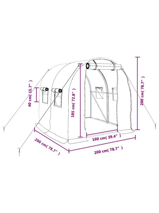 Siltumnīca ar tērauda rāmi, zaļa, 4 m², 2x2x2 m