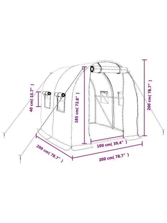 Siltumnīca ar tērauda rāmi, balta, 4 m², 2x2x2 m