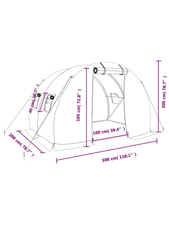 Siltumnīca ar tērauda rāmi, zaļa, 6 m², 3x2x2 m