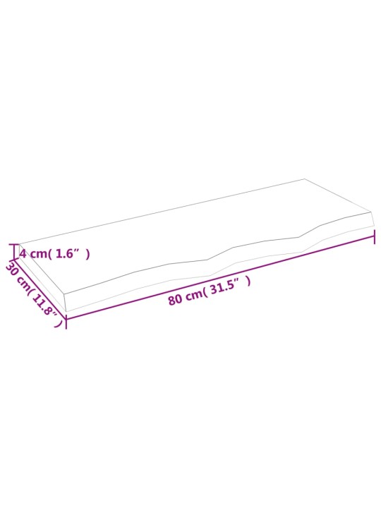 Sienas plaukts, 80x30x(2-4) cm, neapstrādāts ozola masīvkoks