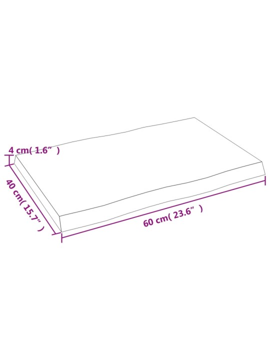 Galda virsma, 60x40x(2-4) cm, masīvkoks, dabīgas formas mala