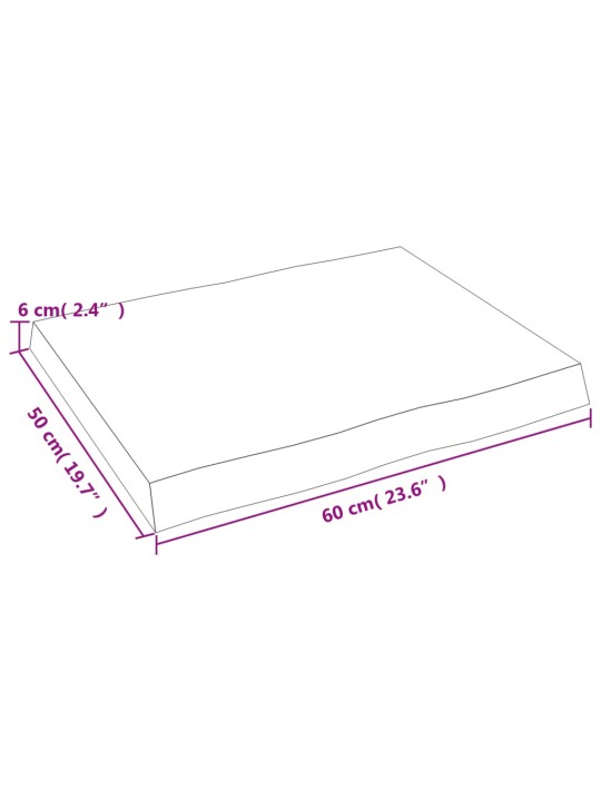 Galda virsma, 60x50x(2-6) cm, neapstrādāts ozola masīvkoks