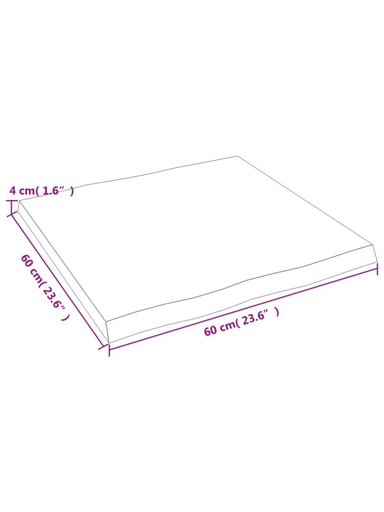 Galda virsma, 60x60x(2-4) cm, neapstrādāts ozola masīvkoks