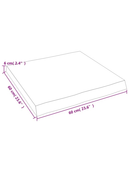Galda virsma, 60x60x(2-6) cm, masīvkoks, dabīgas formas mala