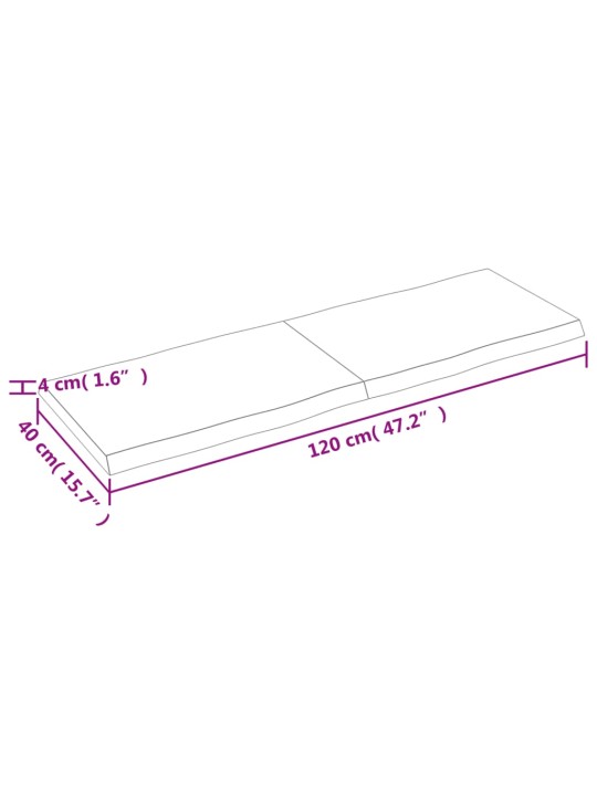 Galda virsma, 120x40x(2-4) cm, masīvkoks, dabīgas formas mala