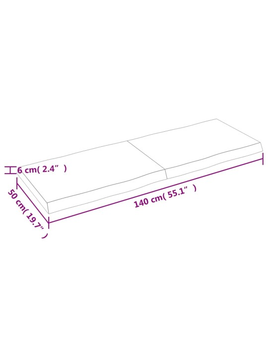 Galda virsma, 140x50x(2-6) cm, masīvkoks, dabīgas formas mala