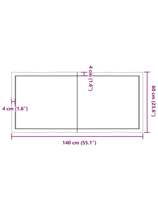 Galda virsma, 140x60x(2-6) cm, masīvkoks, dabīgas formas mala