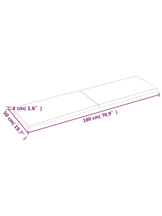 Galda virsma, 180x50x(2-4) cm, masīvkoks, dabīgas formas mala