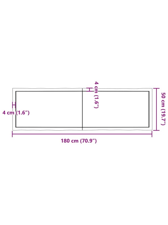Galda virsma, 180x50x(2-4) cm, masīvkoks, dabīgas formas mala