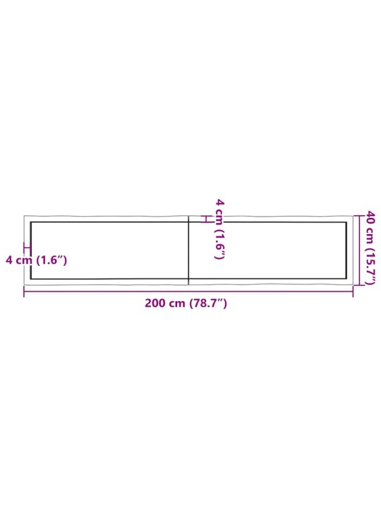 Galda virsma, 200x40x(2-4) cm, masīvkoks, dabīgas formas mala
