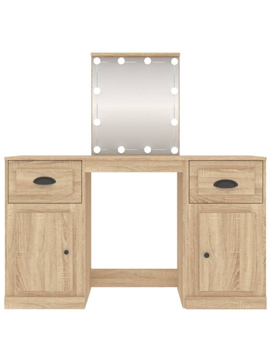 Spoguļgaldiņš ar LED, ozolkoka krāsa, 130x50x132,5 cm