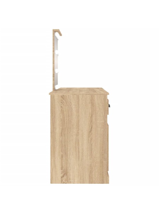 Spoguļgaldiņš ar LED, ozolkoka krāsa, 130x50x132,5 cm