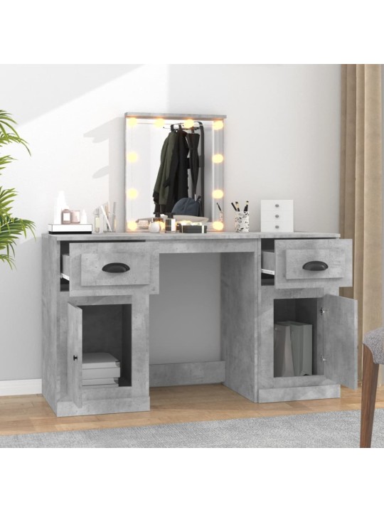 Spoguļgaldiņš ar led, betona pelēks, 130x50x132,5 cm
