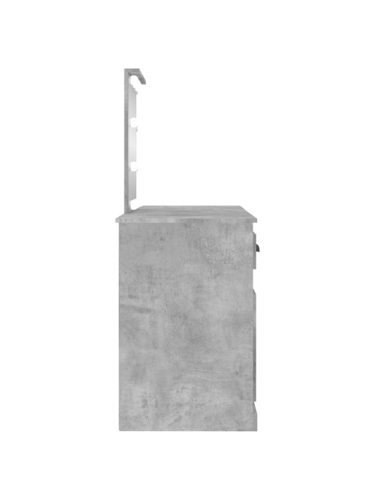 Spoguļgaldiņš ar led, betona pelēks, 130x50x132,5 cm