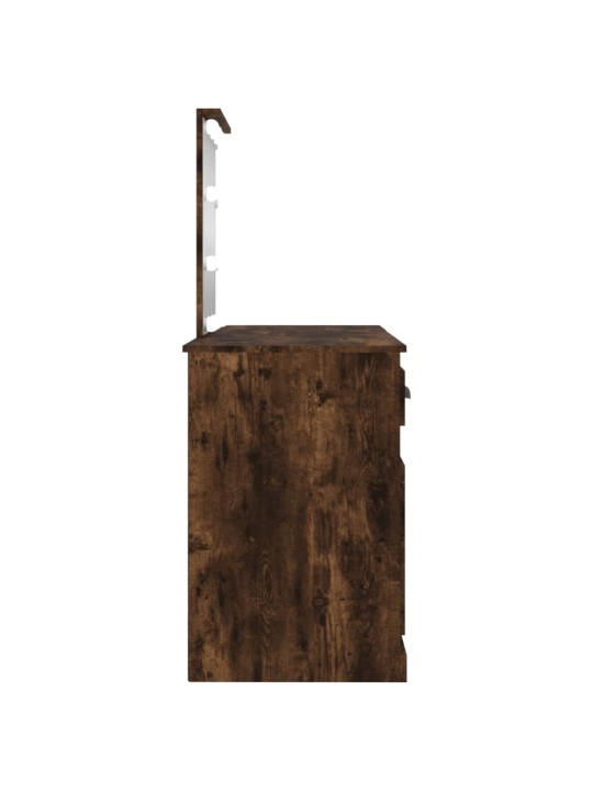 Spoguļgaldiņš ar led, ozolkoka krāsa, 130x50x132,5 cm