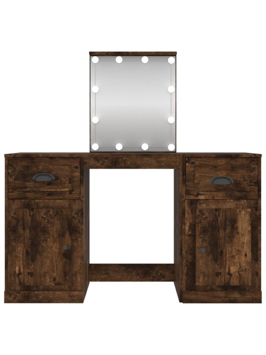 Spoguļgaldiņš ar led, ozolkoka krāsa, 130x50x132,5 cm