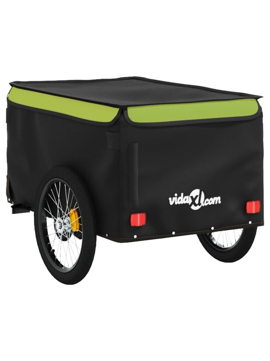 Velosipēda piekabe, 30 kg, melna un zaļa, dzelzs