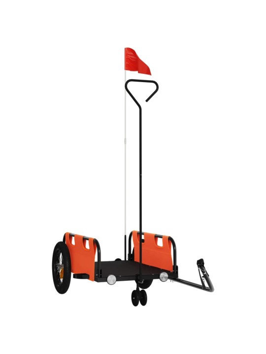 Mājdzīvnieku velo piekabe, oranža, oksfordas audums un dzelzs