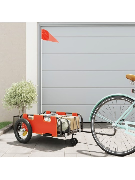 Mājdzīvnieku velo piekabe, oranža, oksfordas audums un dzelzs