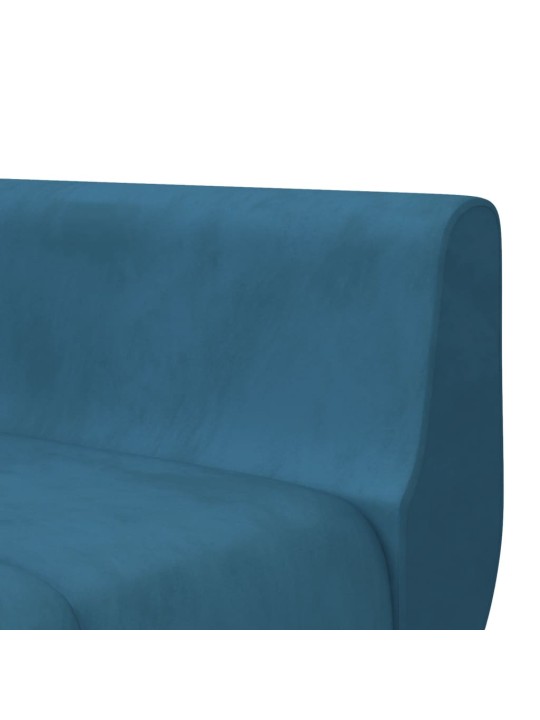 L-formas dīvāngulta, zila, 275x140x70 cm, samts