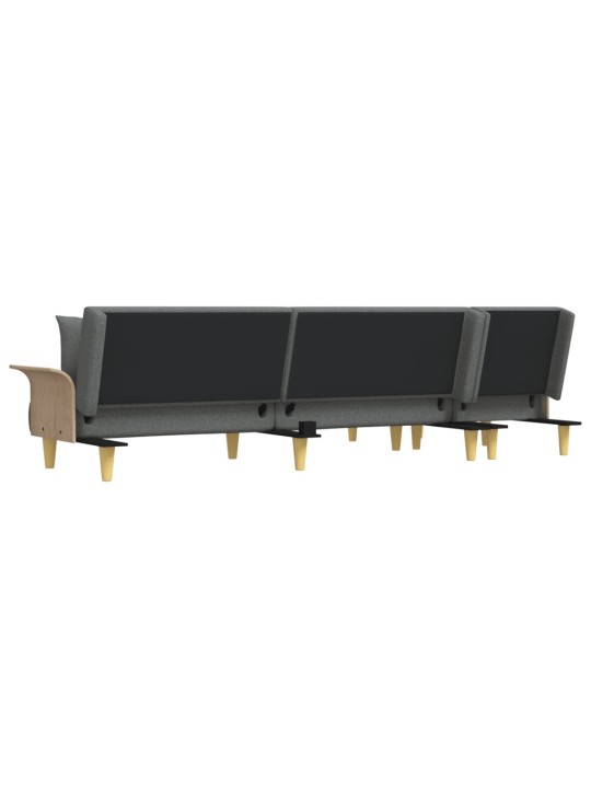 L-formas dīvāngulta, tumši pelēka, 279x140x70 cm, audums