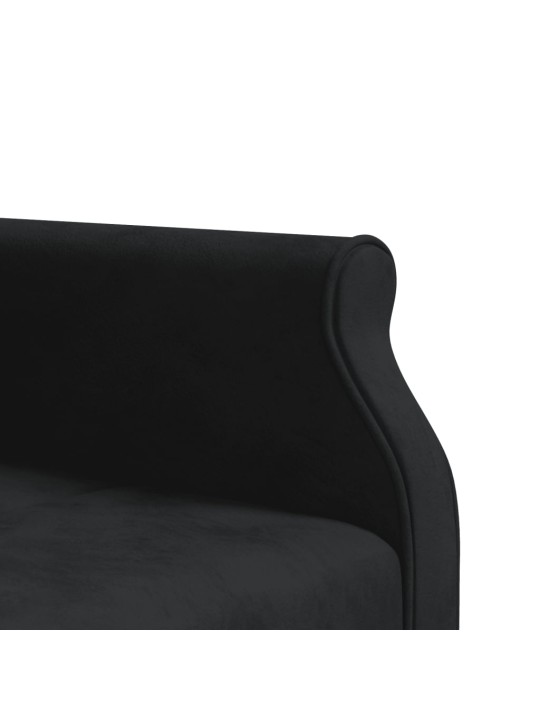 L-formas dīvāngulta, melna, 275x140x70 cm, samts