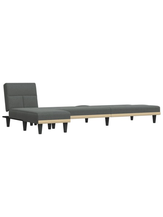 L-formas dīvāngulta, tumši pelēka, 255x140x70 cm, audums