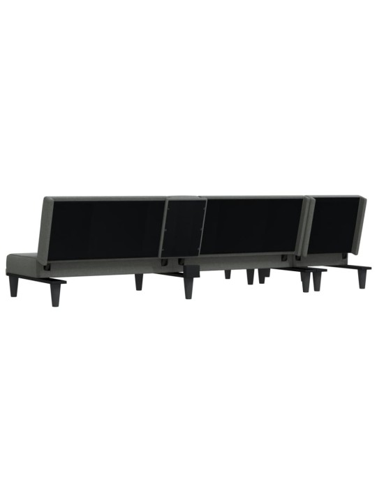 L-formas dīvāngulta, tumši pelēka, 255x140x70 cm, audums