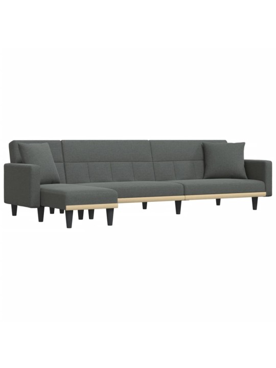 L-formas dīvāngulta, tumši pelēka, 275x140x70 cm, audums
