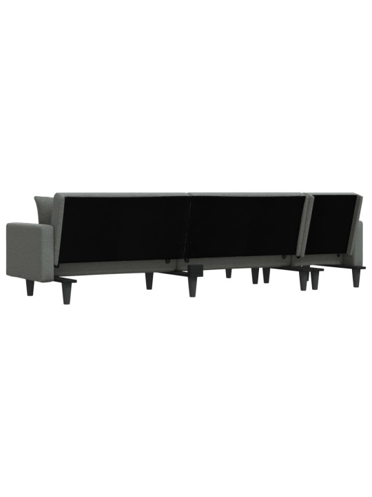 L-formas dīvāngulta, tumši pelēka, 275x140x70 cm, audums