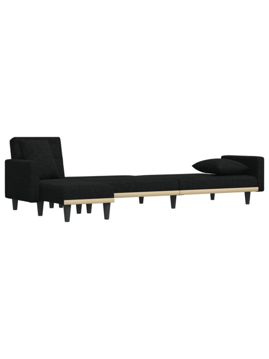 L-formas dīvāngulta, melna, 275x140x70 cm, audums