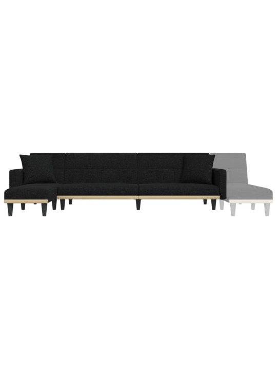 L-formas dīvāngulta, melna, 275x140x70 cm, audums