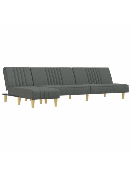 L-formas dīvāngulta, tumši pelēka, 255x140x70 cm, audums