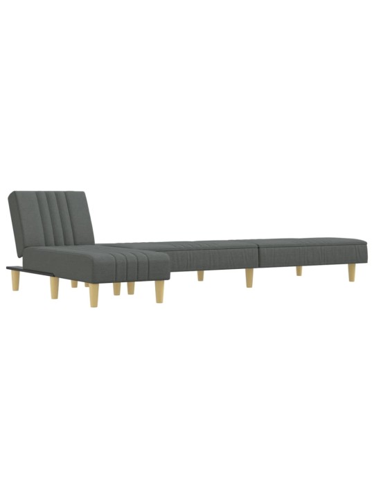 L-formas dīvāngulta, tumši pelēka, 255x140x70 cm, audums