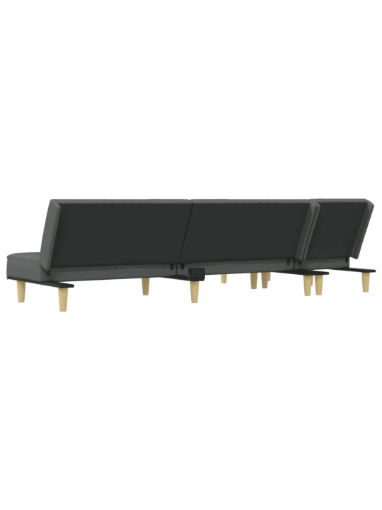 L-formas dīvāngulta, tumši pelēka, 255x140x70 cm, audums
