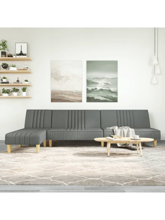 L-formas dīvāngulta, tumši pelēka, 255x140x70 cm, audums