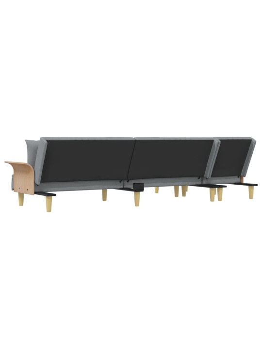 L-formas dīvāngulta, gaiši pelēka, 279x140x70 cm, audums